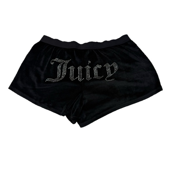 Juicy Couture Other - Black Velour Juicy Rhinestone Lounge Shorts Y2K Low Rise Booty Shorts